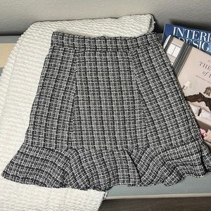 Tweed Skirt with Ruffle Hem
